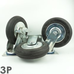 TDP 3P 200 Plate, Cast-iron core rubber caster